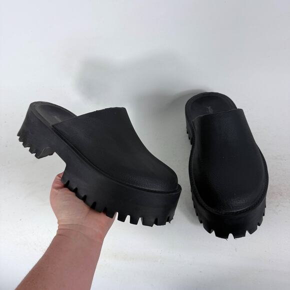 Jeffrey Campbell Clogge Platform Mules Women's 7 Black Leather Slip-On Comfort - Picture 1 of 9